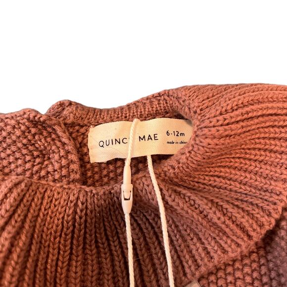 Quincy Mae Ruffle Collar Knit Sweater Pecan 6-12 Months New With Tags - Picture 7 of 8